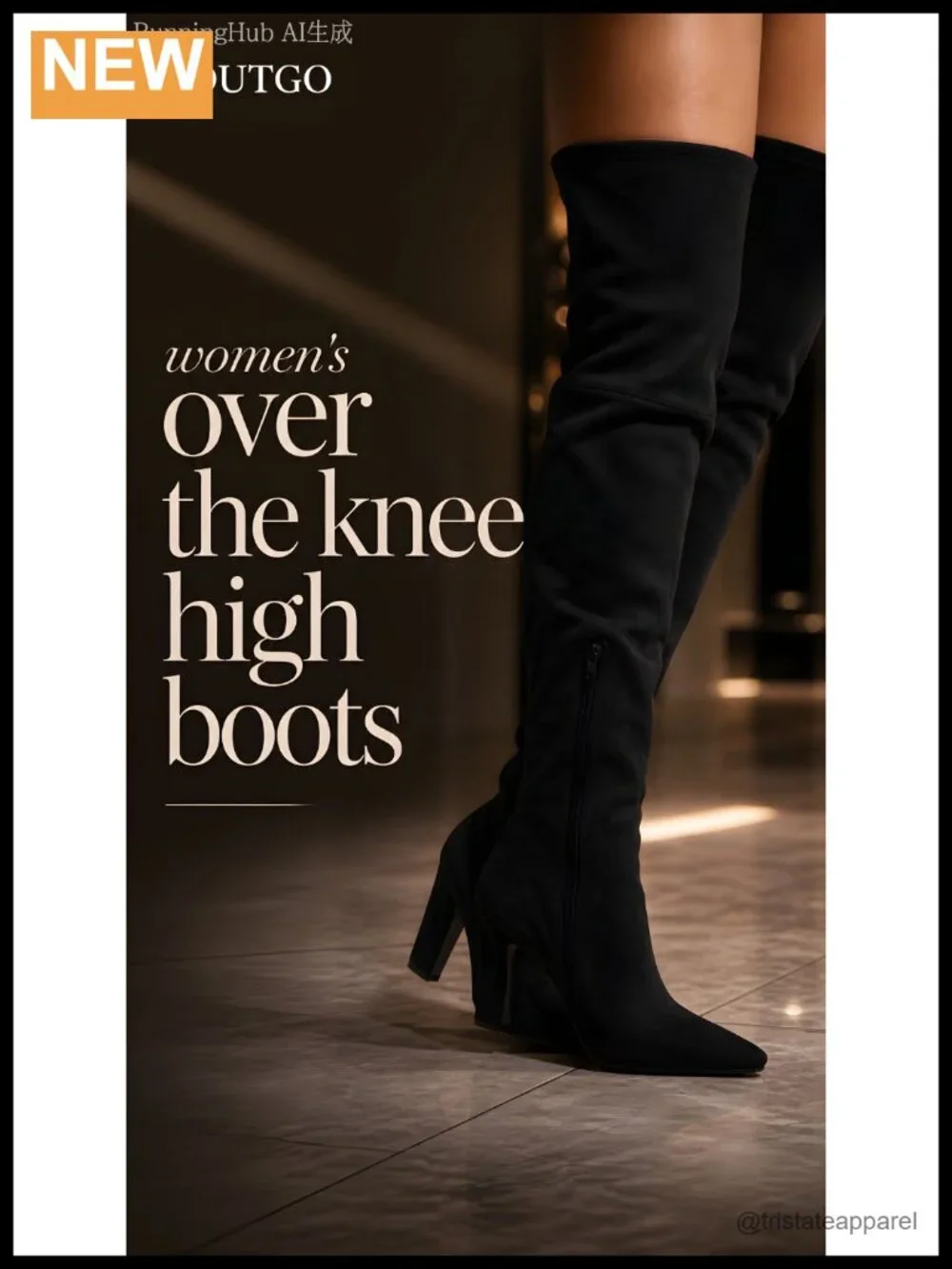 Coutgo Faux Suede Over The Knee Kitten Heel Boots Side Zip Dress Boots